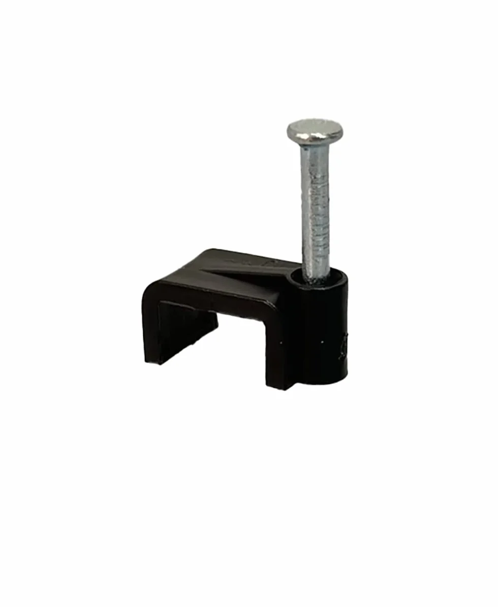 Clips de fixation plats en plastique noir pour câbles électriques TV téléphone Internet - Lot de 50