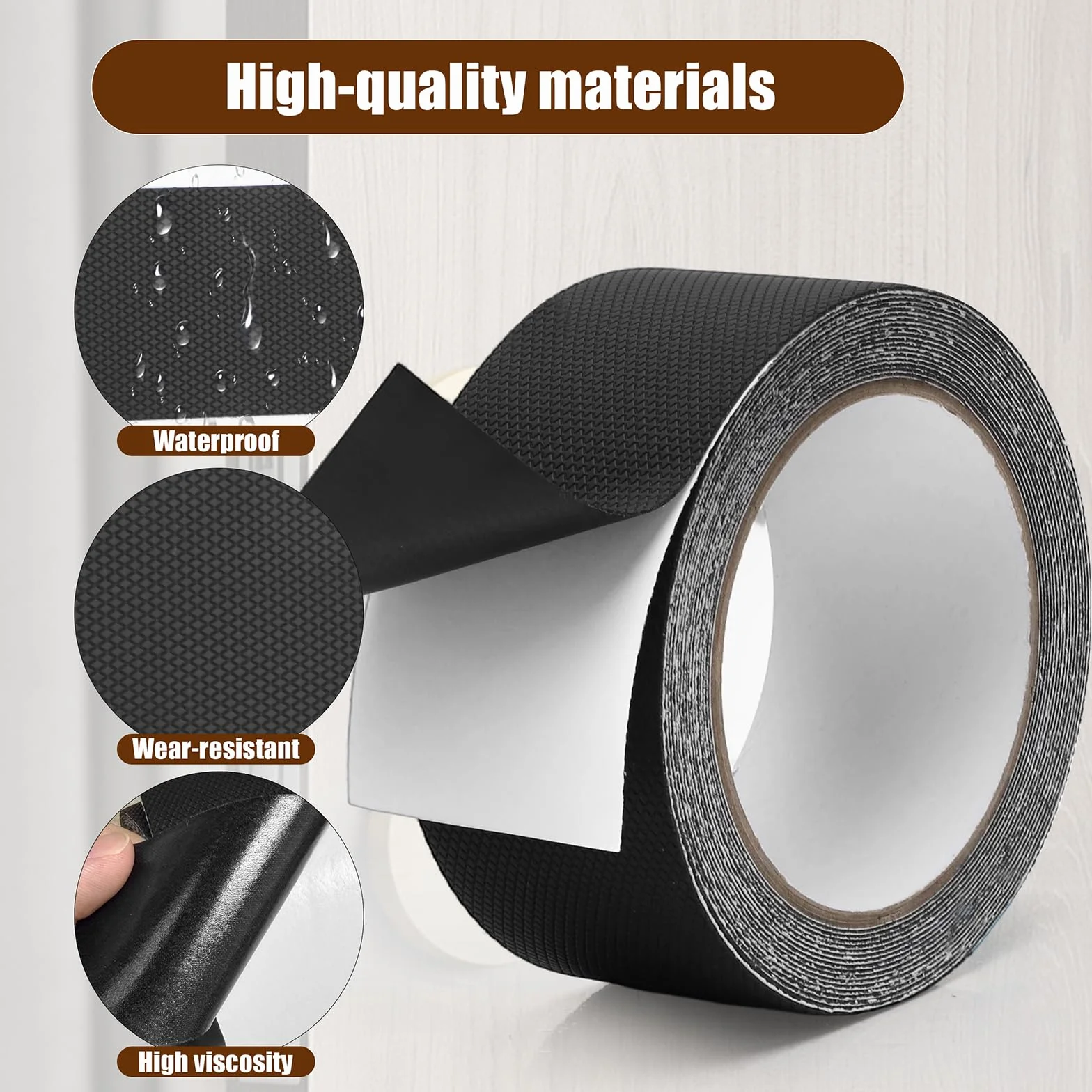Ruban Antidérapant Auto-adhésif 5 cm x 5 m Noir pour Escaliers Intérieur Extérieur