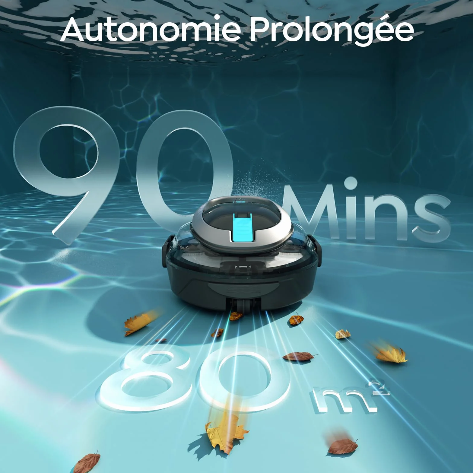 Robot Piscine S2 2026, Aspirateur sans Fil, Double Filtration, Double Moteur, 90min Nettoyage, Stationnement Auto, Piscines Peu Profondes Noir