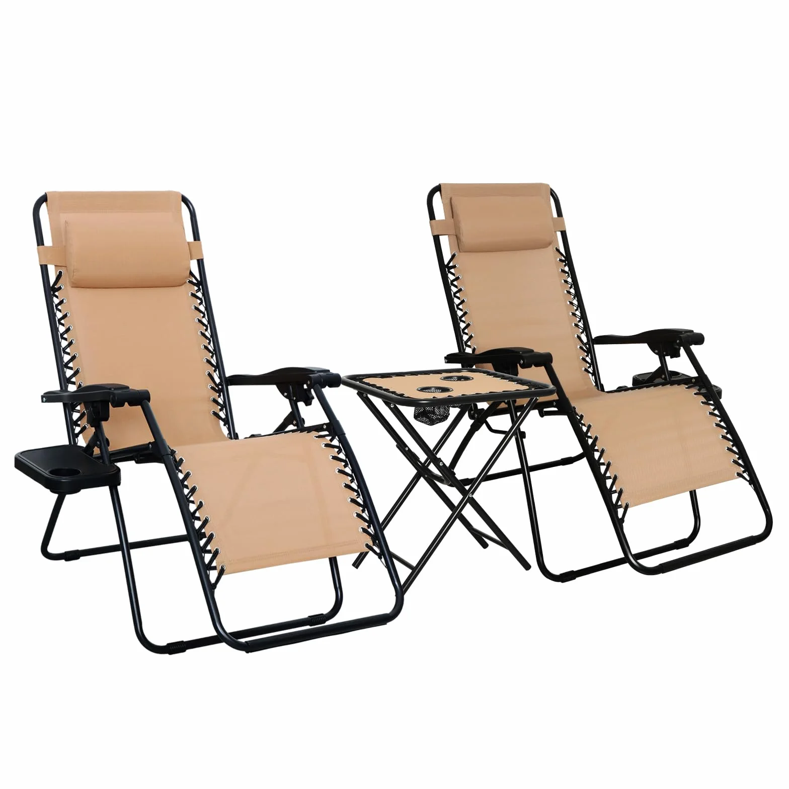Amazon Basics Lot de 2 fauteuils relax pliants Beige