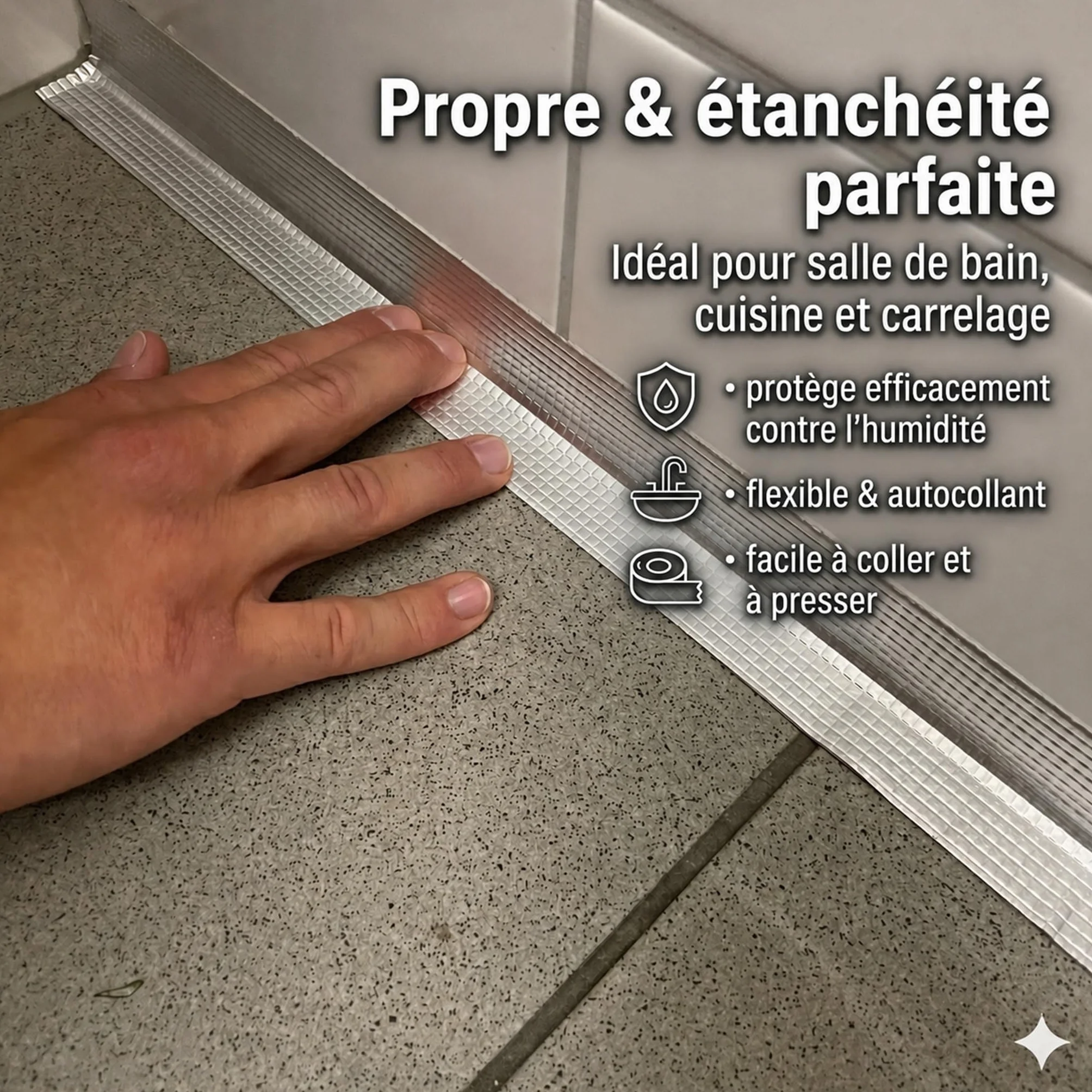 Ruban adhésif butyle étanche 2,5 cm x 5 m pour toitures, murs, fenêtres