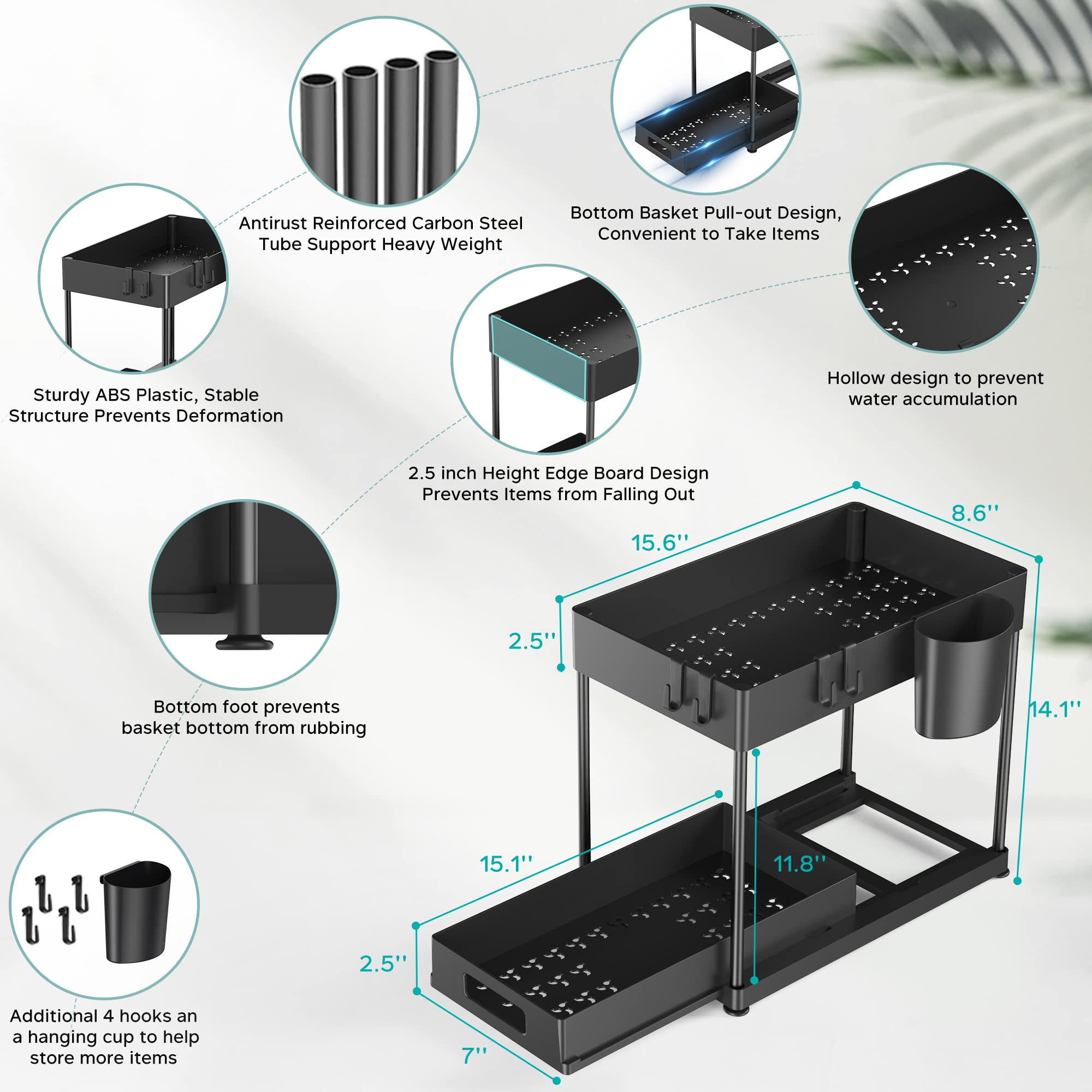Black Two-Tier Pull-Out Under Sink Cabinet Organizer