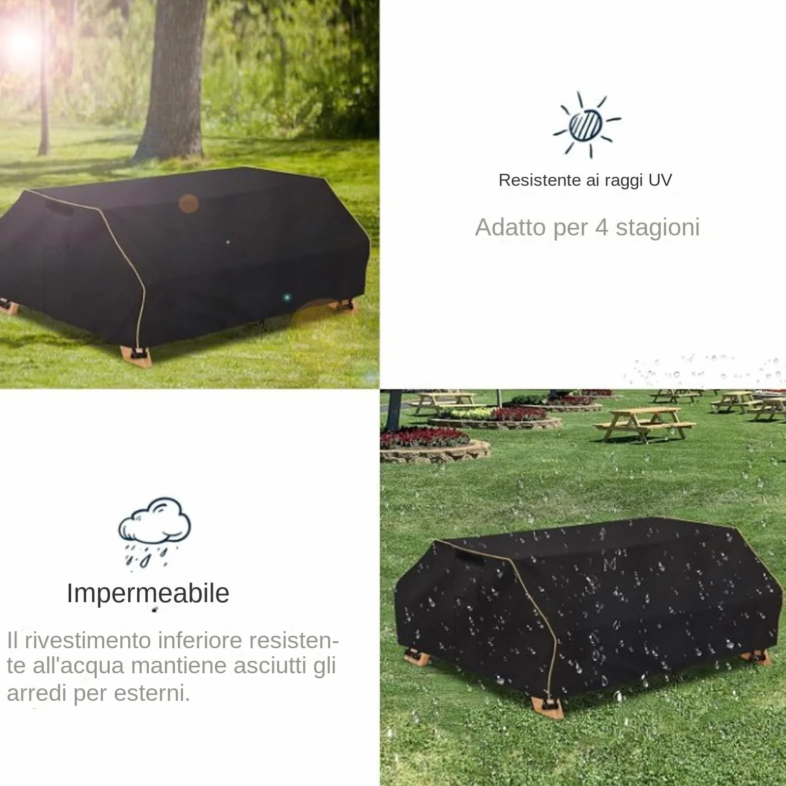 Housse de table pique-nique imperméable toile robuste extérieure pour jardin terrasse camping