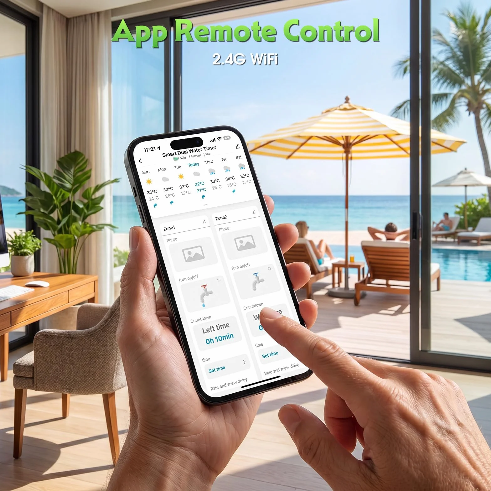 Programmateur Arrosage Automatique WiFi 2 Sorties Jardin Irrigation Intelligent Hub