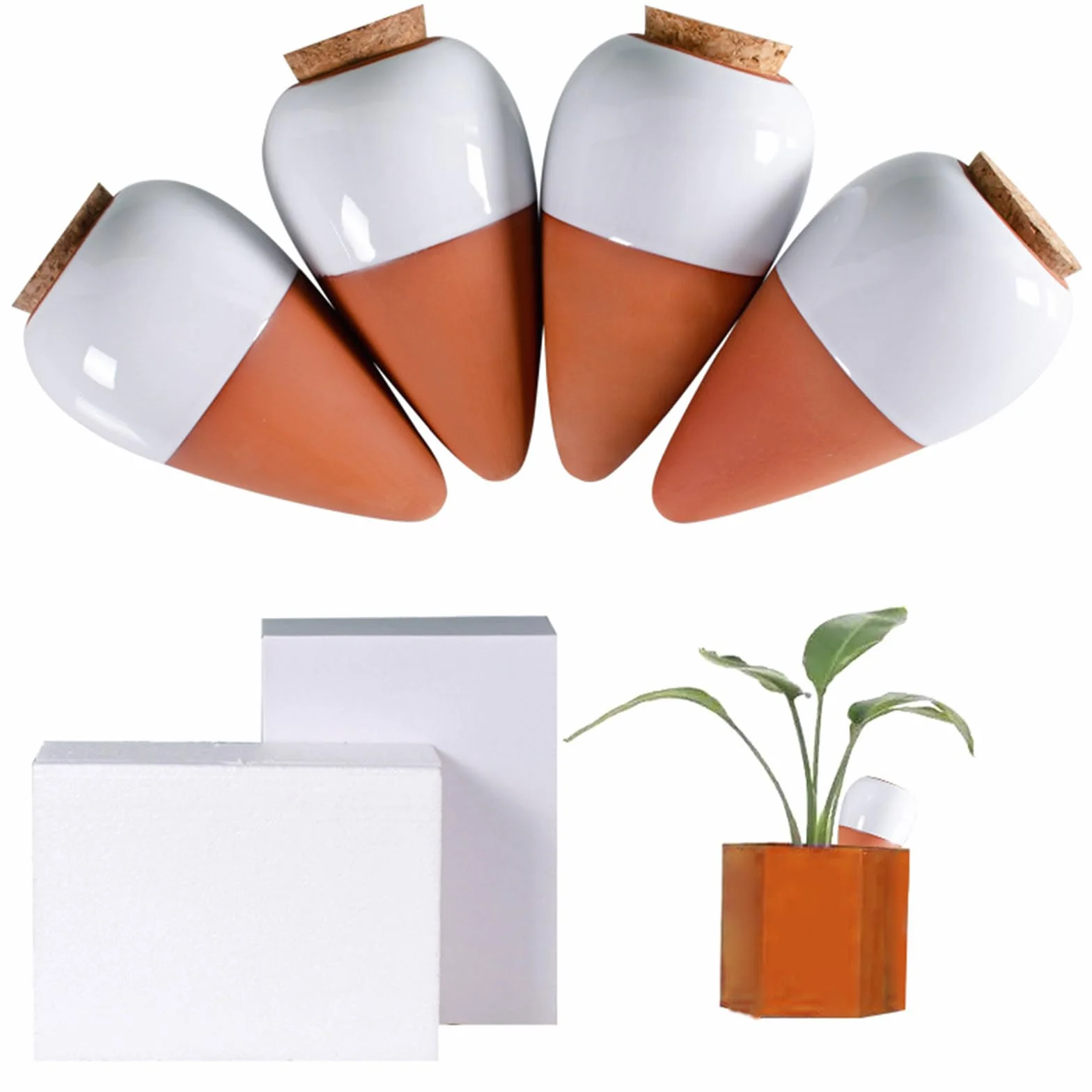 Ollas Terre Cuite à Planter, Arrosage Automatique Écologique pour Plantes Intérieur Extérieur, Système Irrigation Naturel Mini Oyas Terracotta