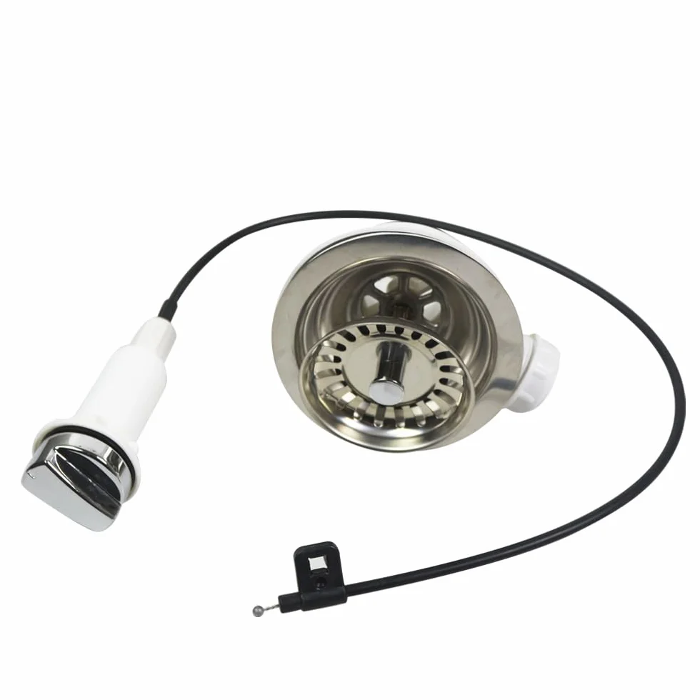 Talea Bonde de vidange pour évier de cuisine avec contrôle par câble, panier filtrant 110 mm