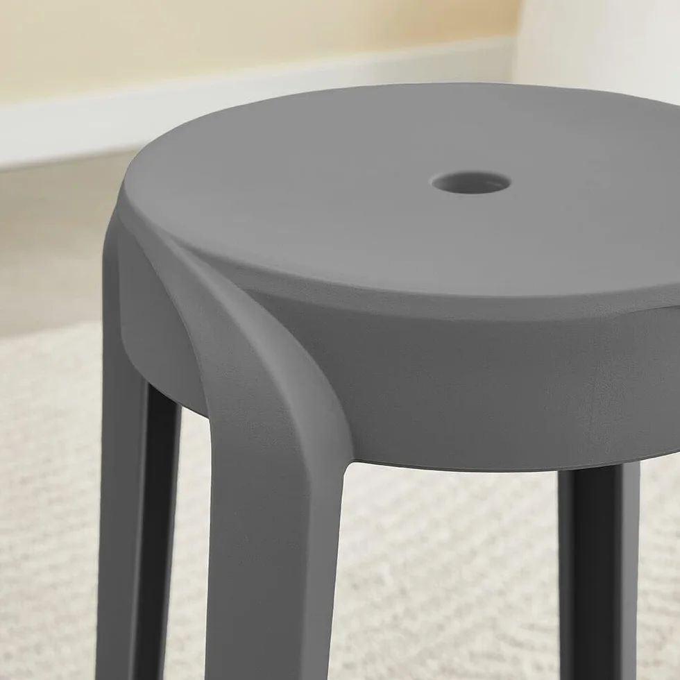 Home Deluxe NIVO Lot de 6 tabourets empilables, gris, pour cuisine, salon et jardin