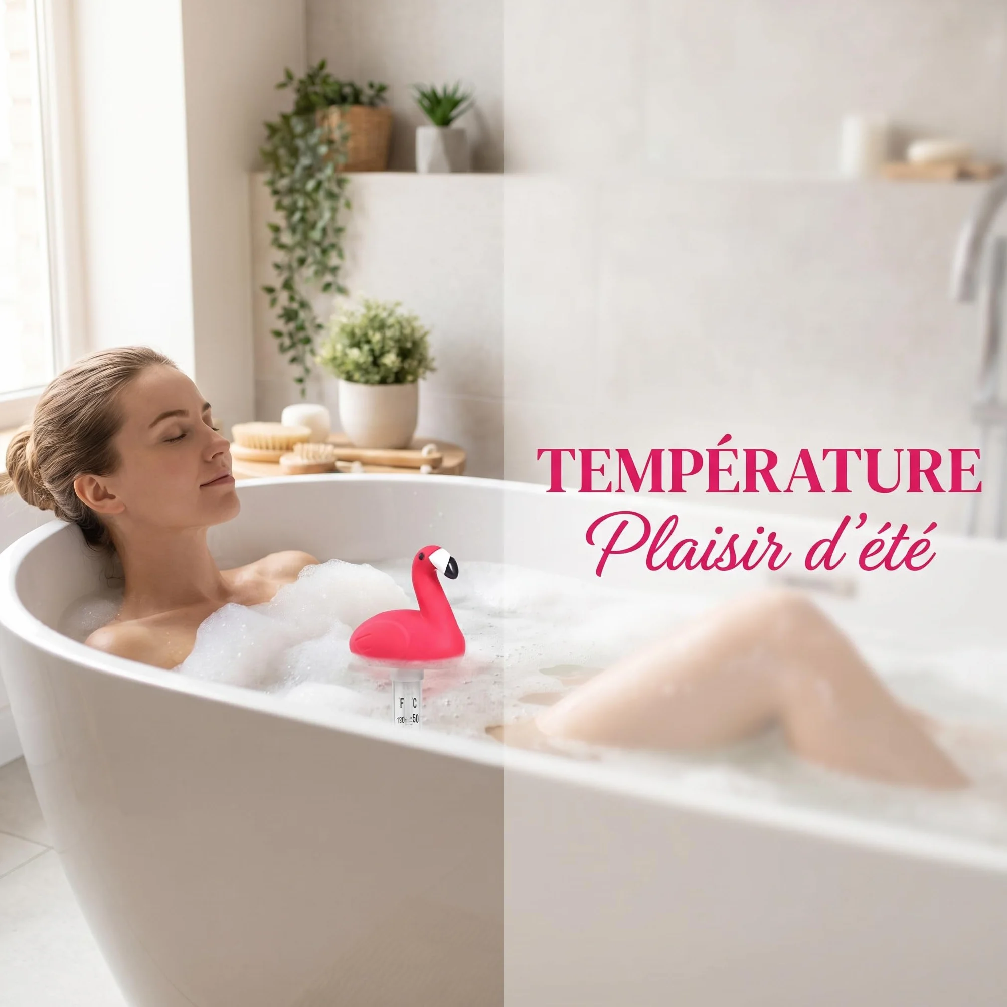 Milageto Thermomètre de Piscine Flottant Décoratif, Flamant Rose, Facile à Lire, pour Bain, Baignoire, Aquarium