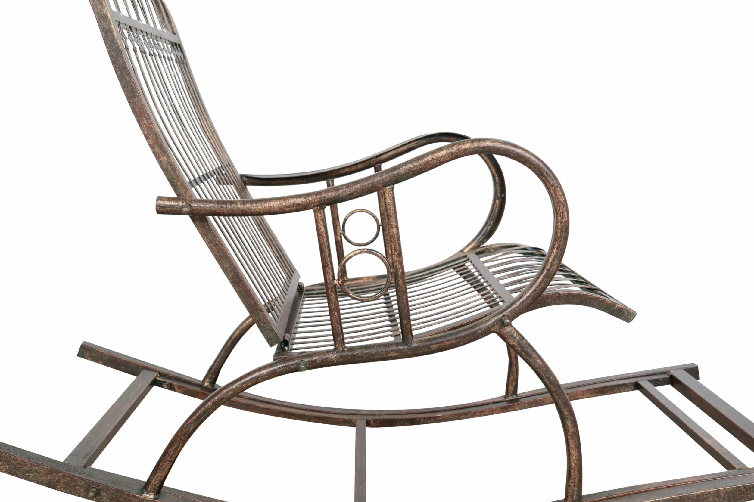 Biscottini Fauteuil à Bascule en Fer forgé Finition Rouille patinée L127XPR64xH90 cm