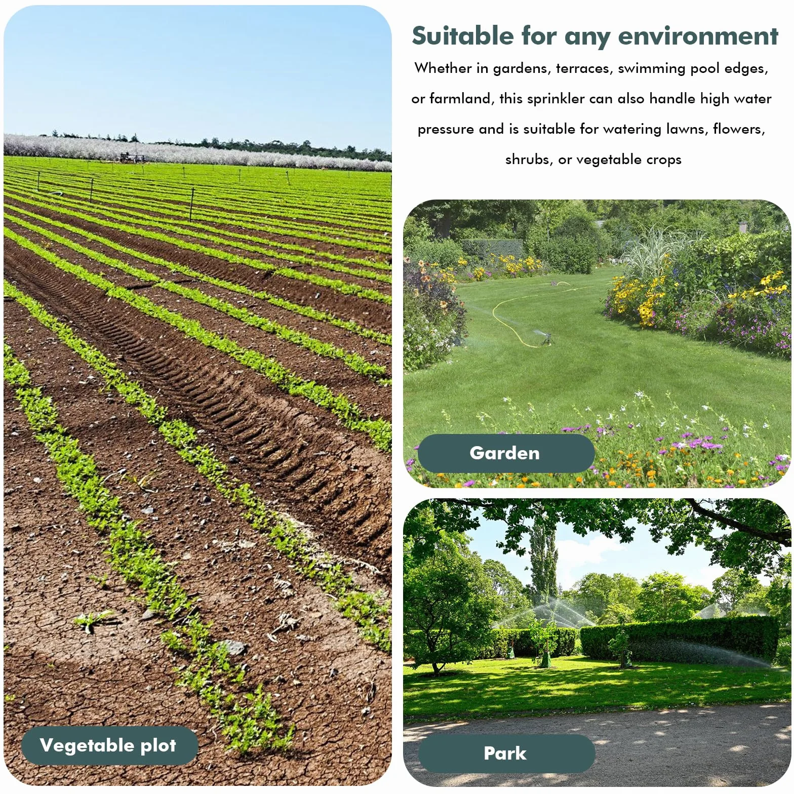 Arroseur de pelouse métal 360° automatique système irrigation robuste jardin serre