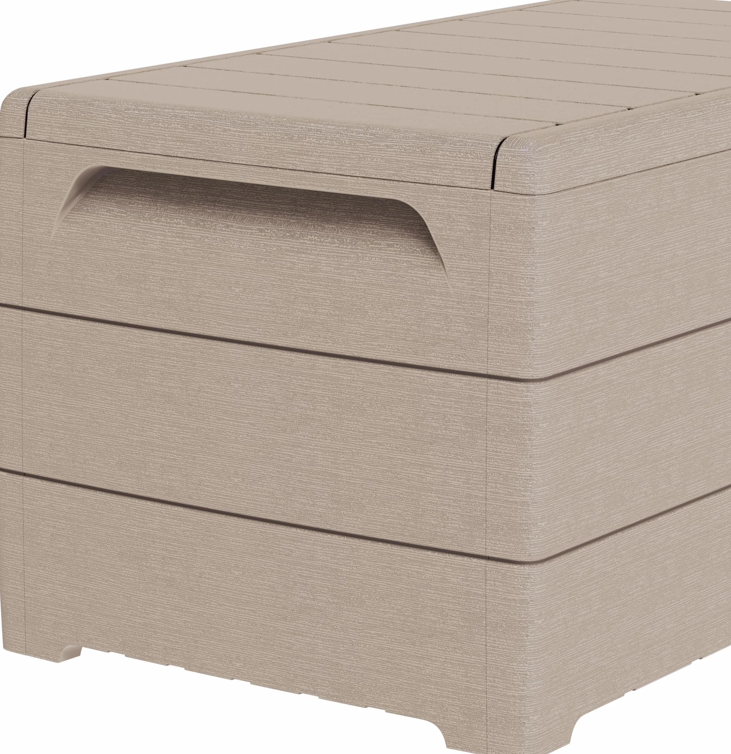 Duramax Durabox 416 Litre Plastic Storage Box Outdoor Deck Box Garden Cushion Box Woodgrain Texture Warm Taupe