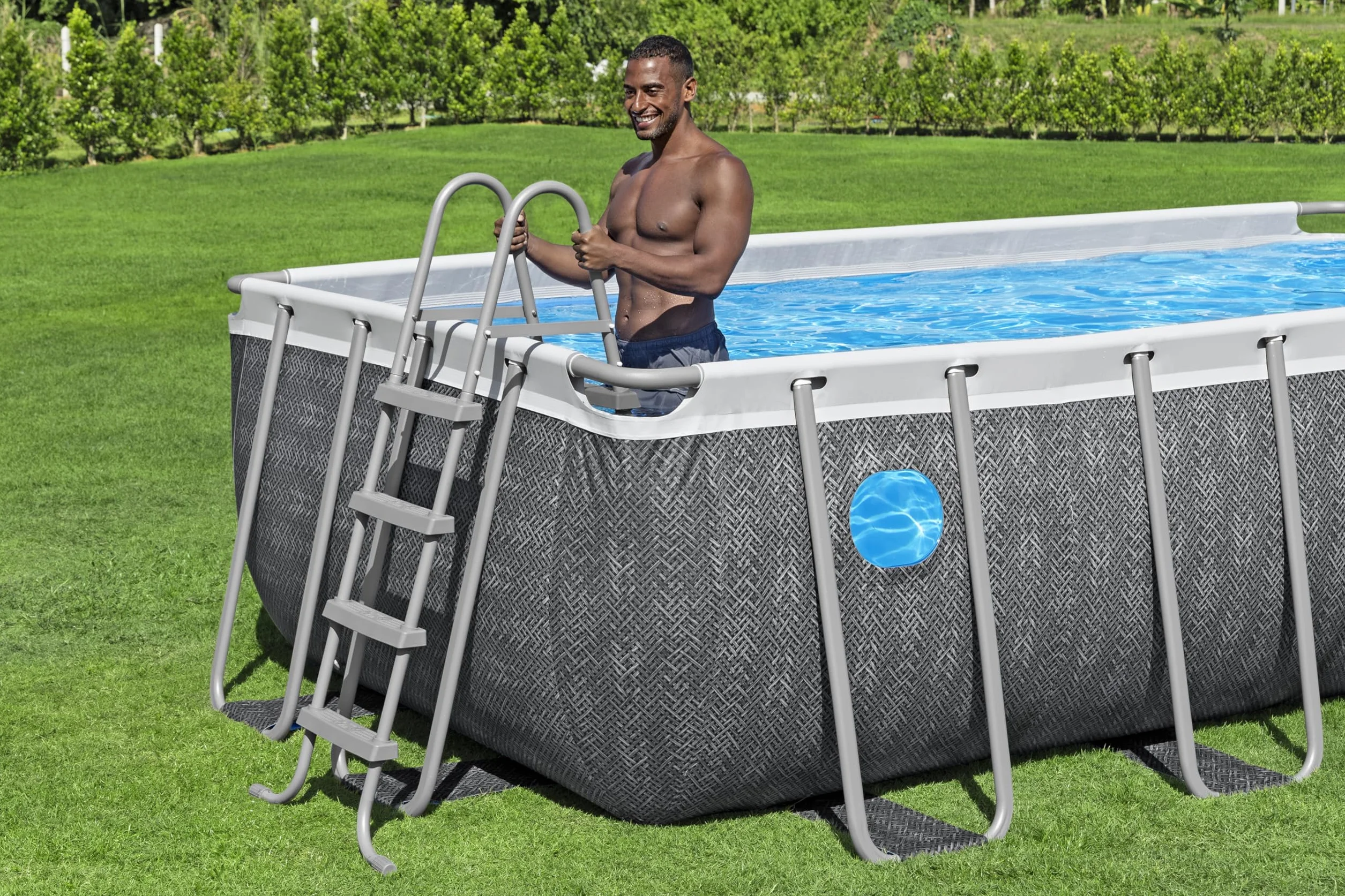 Bestway Steel Pro Max Splashview Piscine Hors Sol Rectangulaire 488x244x122 cm Gris
