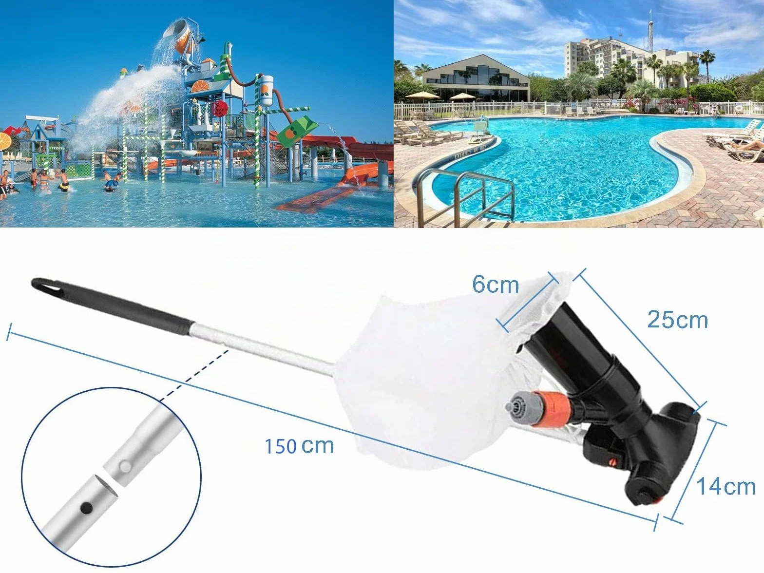 Aspirateur Piscine Hors Sol Manuel, Aspirateur De Piscine pour Tuyau D'Arrosage, Hydraulique Aspirateur Spa Et Bassin De Jardin, Aspirateur Bassin Creusée Fond Et Parois, Mur sans Électricité (Nero)