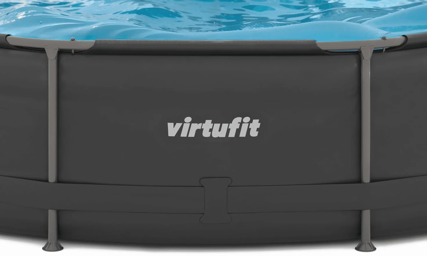 VirtuFit Piscine Ronde Noir Ø244 x 76 cm avec Filtre