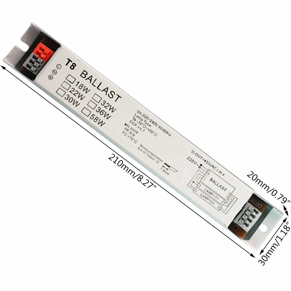 Ballast électronique pour Lampe Fluorescente T8 220-240V AC 2x36W