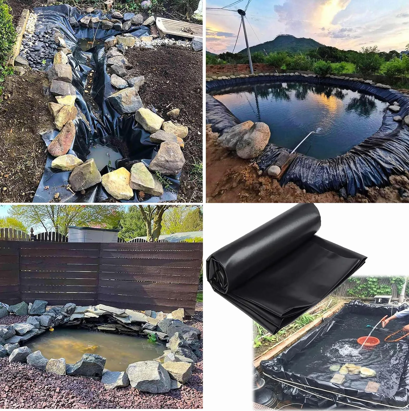 Bache EPDM 7x8.5m Liner Bassin Piscine, Membrane renforcée Film d'étang résistant à la déchirure