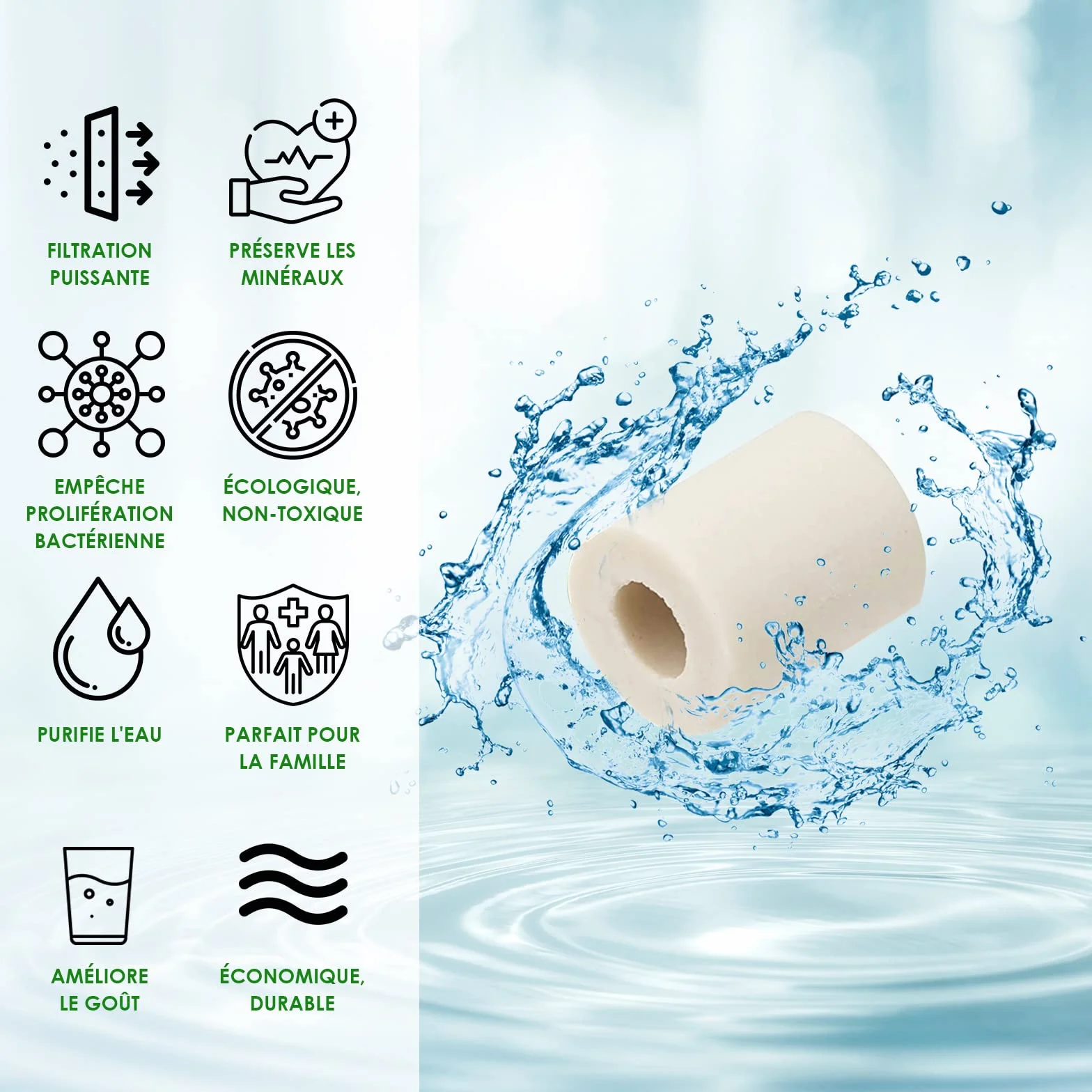 Perles de Céramique Grises Fermentées – Filtre à Eau Naturel Anti-Calcaire pour Carafe, Bouilloire, Gourde, Lave-Linge