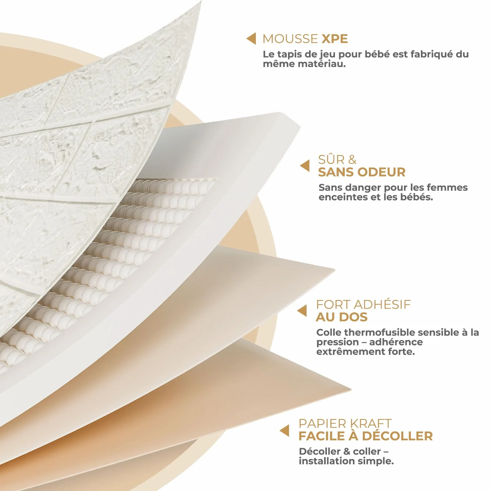LeapBeast 10Pcs Papier Peint Mural 3D, Blanc Brique, Effet Pierre, Autocollant Adhésif Mousse Polyéthylène Amovible
