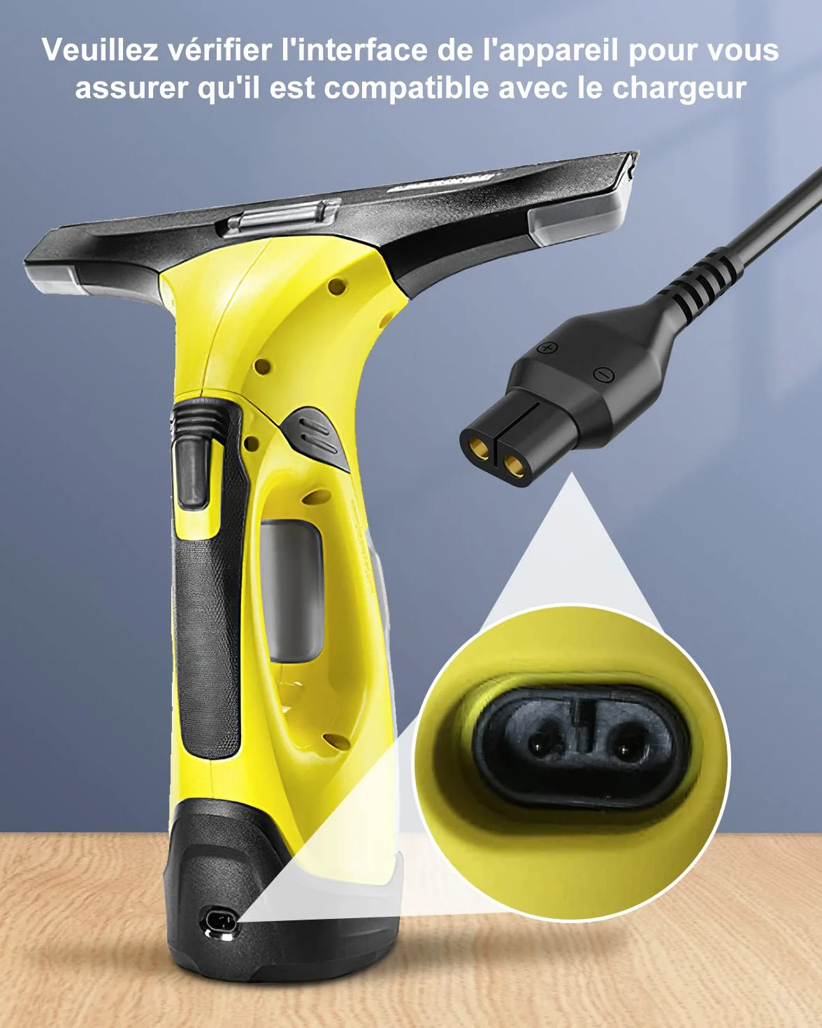 Chargeur Compatible Karcher WV2 WV1 WV50 WV60 WV70 WV75 WV5 Adaptateur