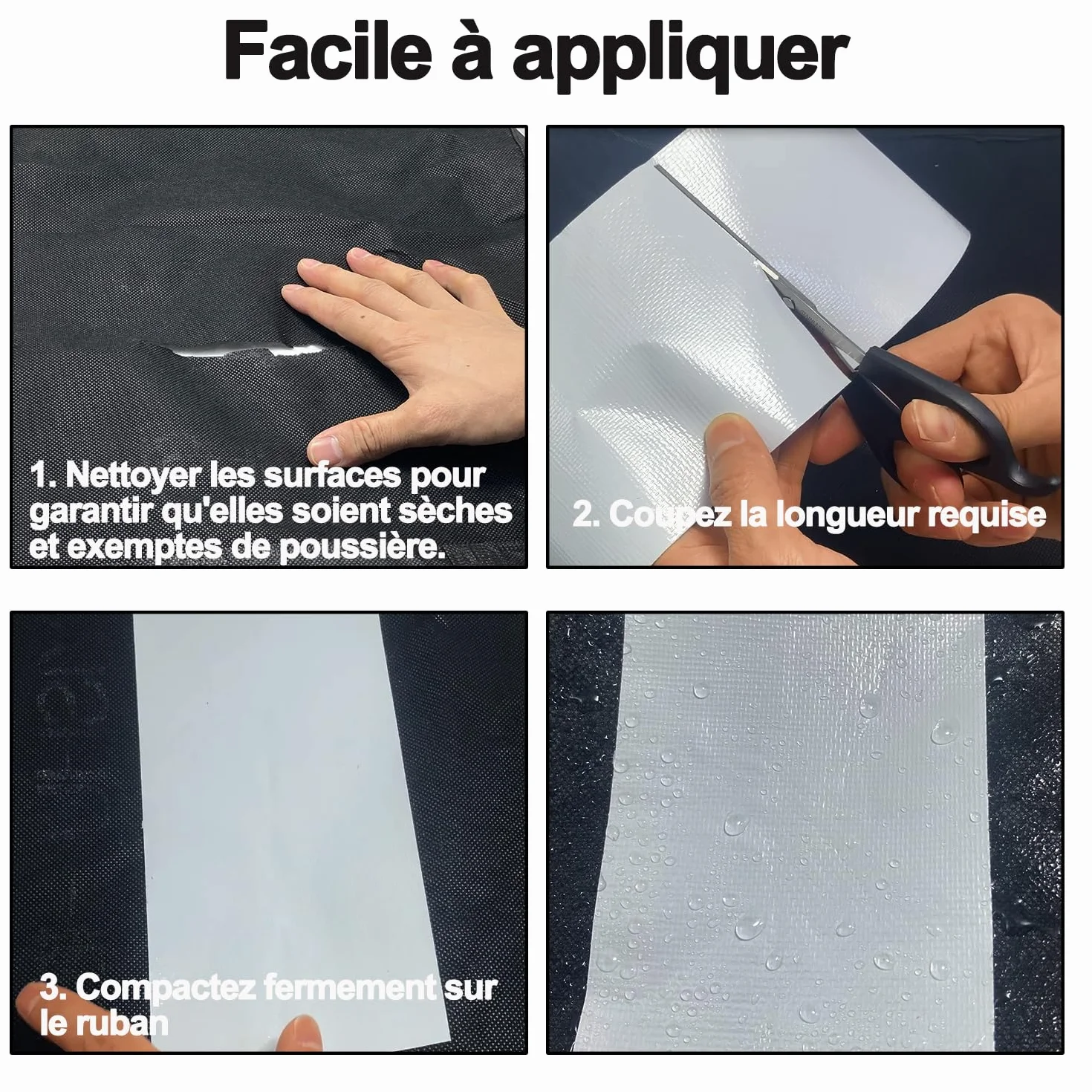 Ruban de réparation imperméable résistant aux UV 12 cm Blanc pour auvents bâches tentes