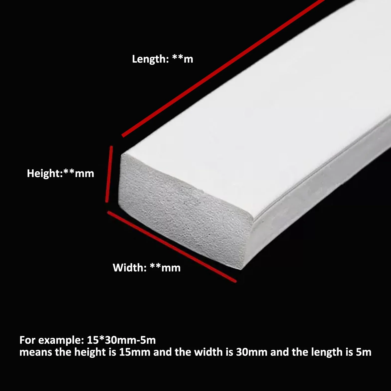 Bande d'étanchéité en mousse de silicone 1M 15x20mm Joint d'isolation résistant aux intempéries pour portes et fenêtres