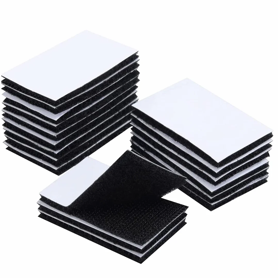 LEEQ Bande auto-agrippante industrielle 30 pièces 60 x 40 mm extra forte noir