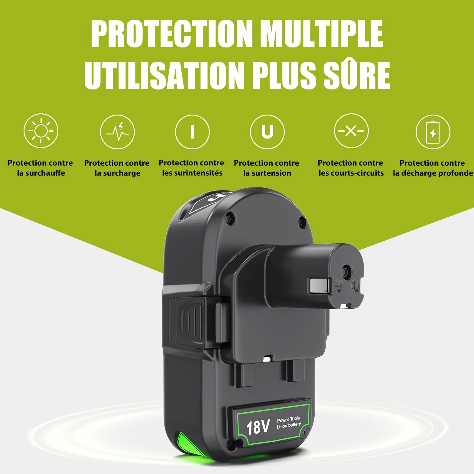 Batterie 18V 3Ah Li-ION pour Ryobi One+ P108 RB18L50 RB18L40