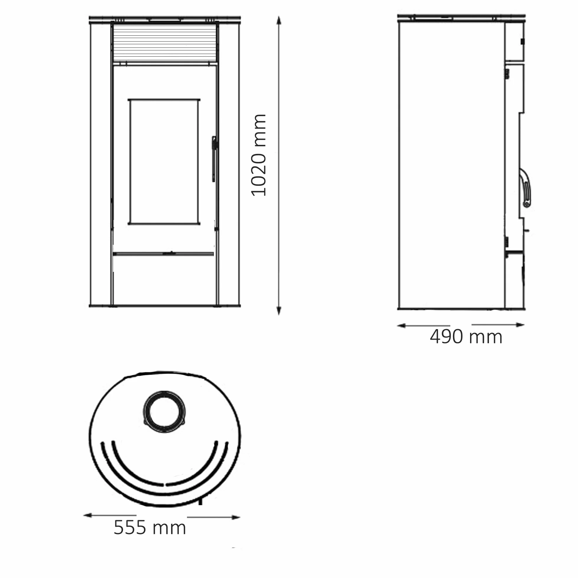 EIDER BIOMASA Poêle à bois ELIDE VENTILÉ VISION FEU 7,79 kW 102 x 49 x 56 cm Fonte