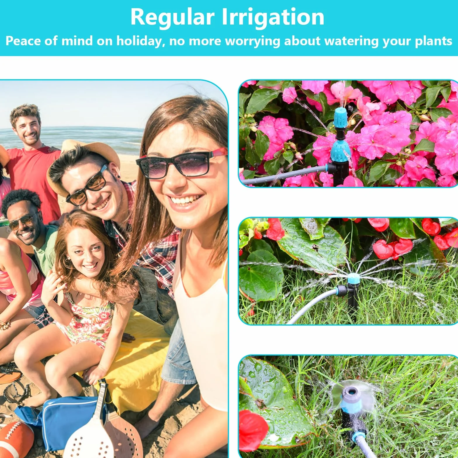 Kit d'irrigation goutte à goutte automatique 30 m avec programmateur TRJZWA 3 programmes, 3 types de goutteurs pour jardin