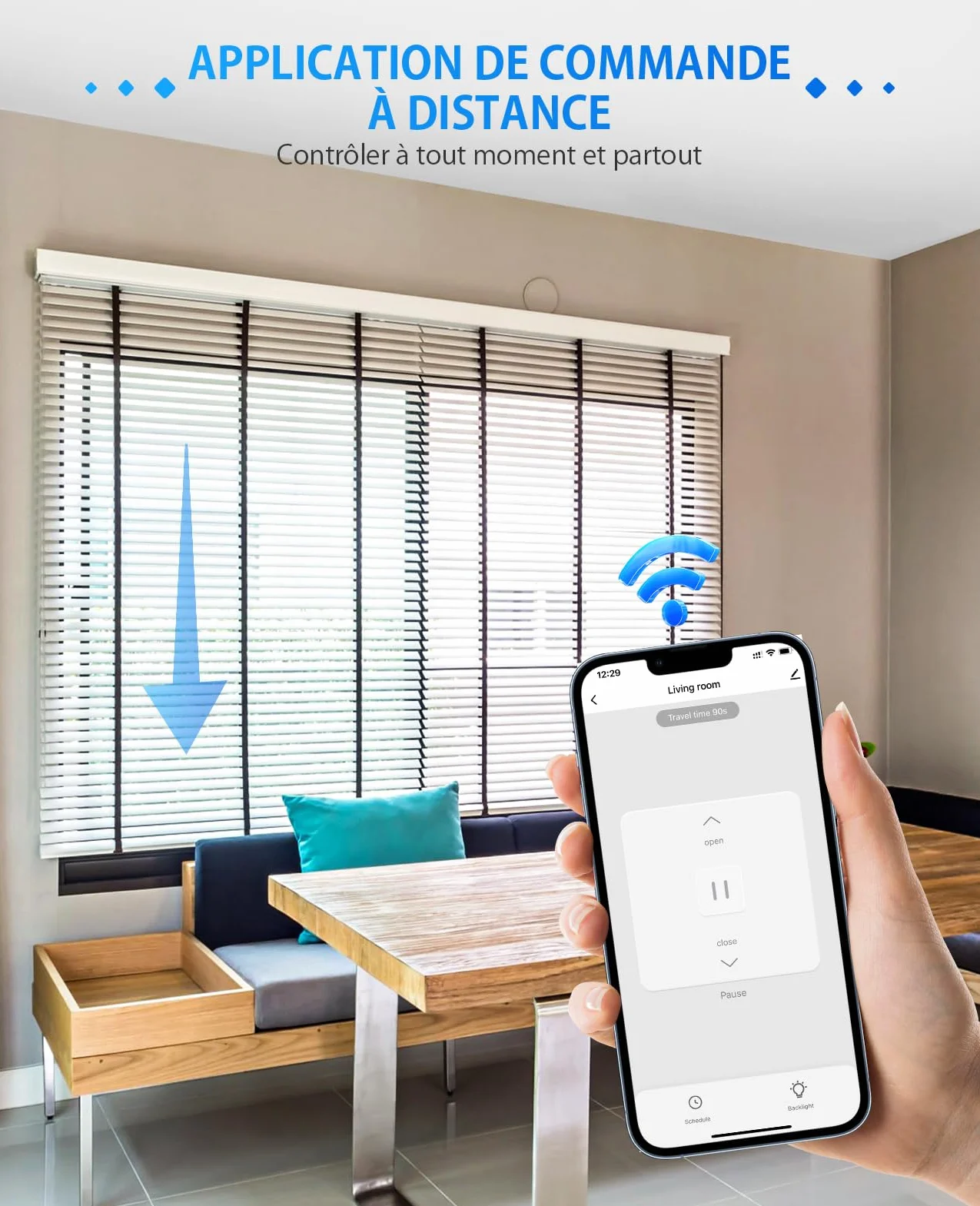 Interrupteur Volet Roulant Connecté CS01, Compatible Alexa/Google Home/Smart Life, Commande Vocale et APP