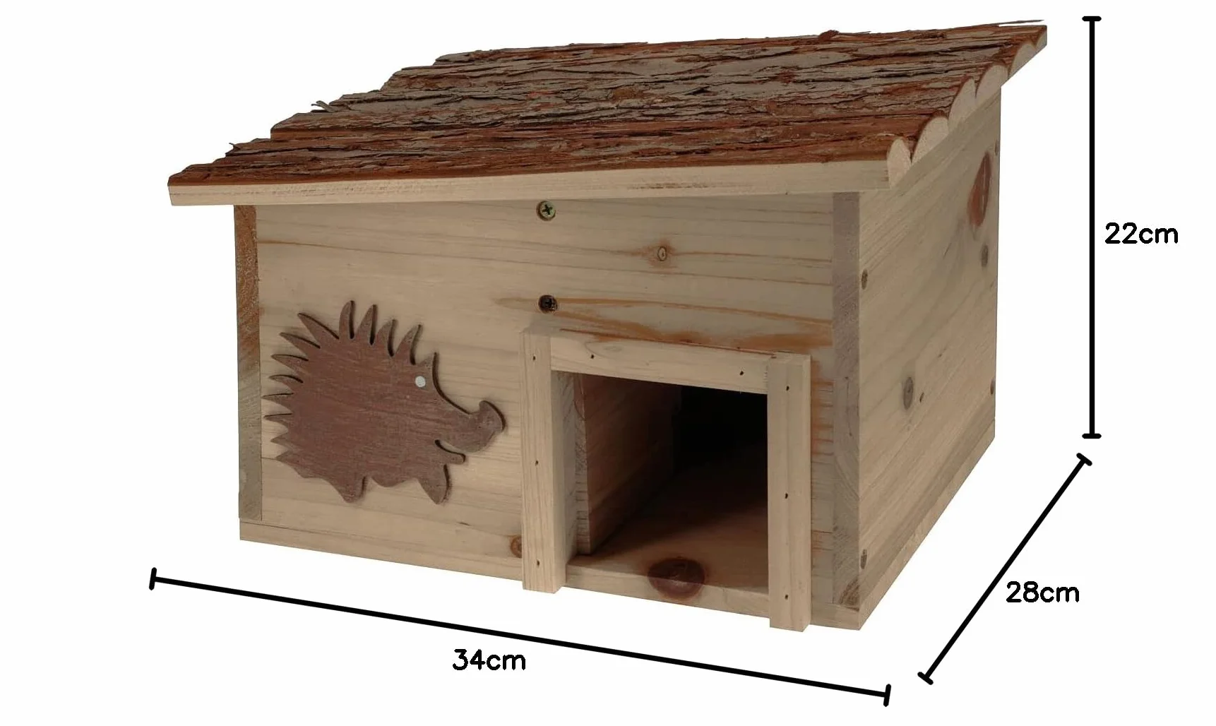 Hôtel pour hérisson en bois avec toit plat – Carré 34 x 28 cm – Maison stable et résistante aux intempéries