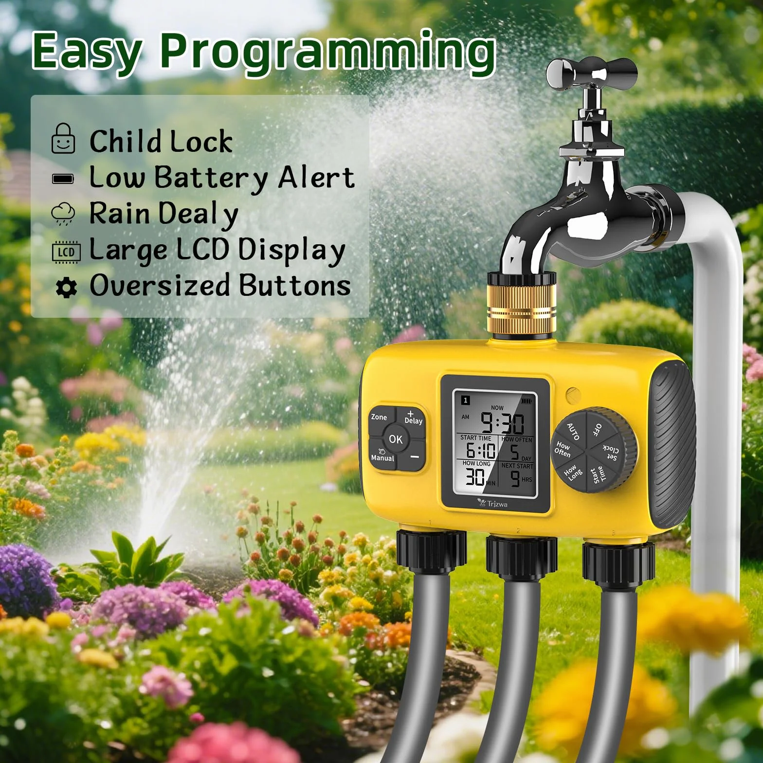 Programmateur Arrosage Automatique 3 Sorties IP55 Jardin