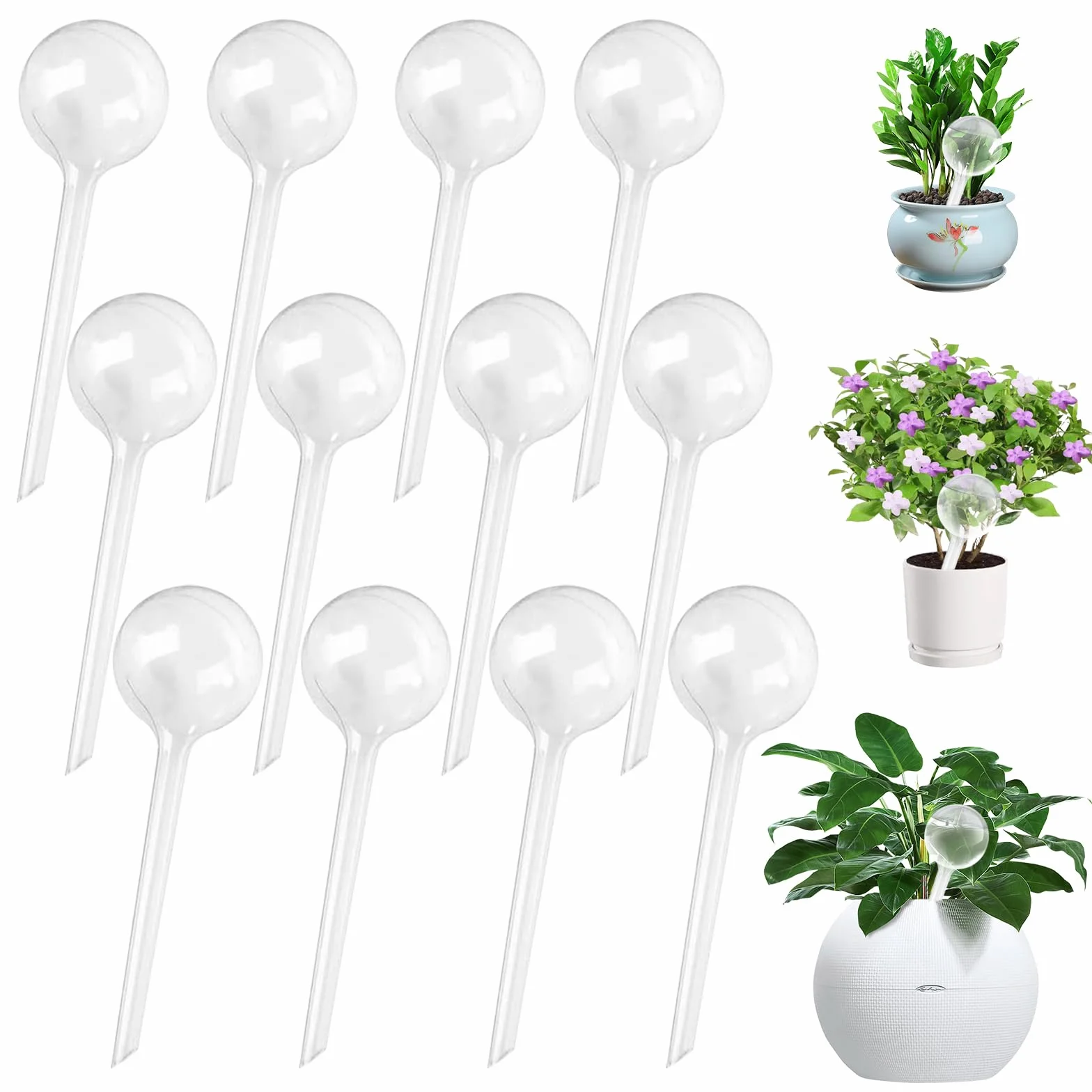 12 Pièces Globes d'Arrosage, Boules d'Irrigation pour Plantes, Bulbes d’Arrosage Automatique, Globes d’Arrosage en Plastique, Ampoules d'Arrosage, pour Arrosage Plante Interieur Fleurs Jardin en Pot
