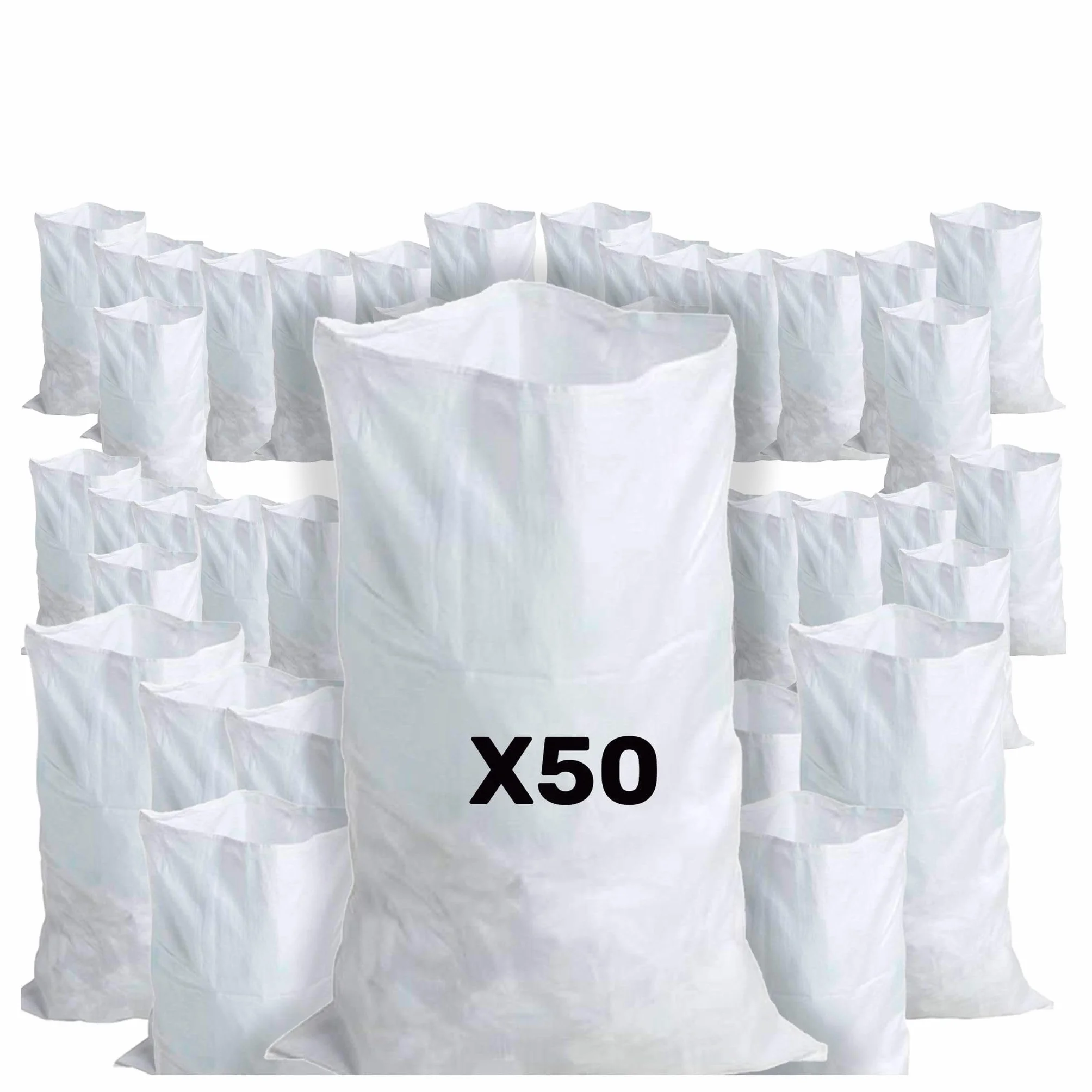 Sacs à Gravats 55 x 95cm 55kg Polypropylène Tissé Blanc Jardinage Chantier