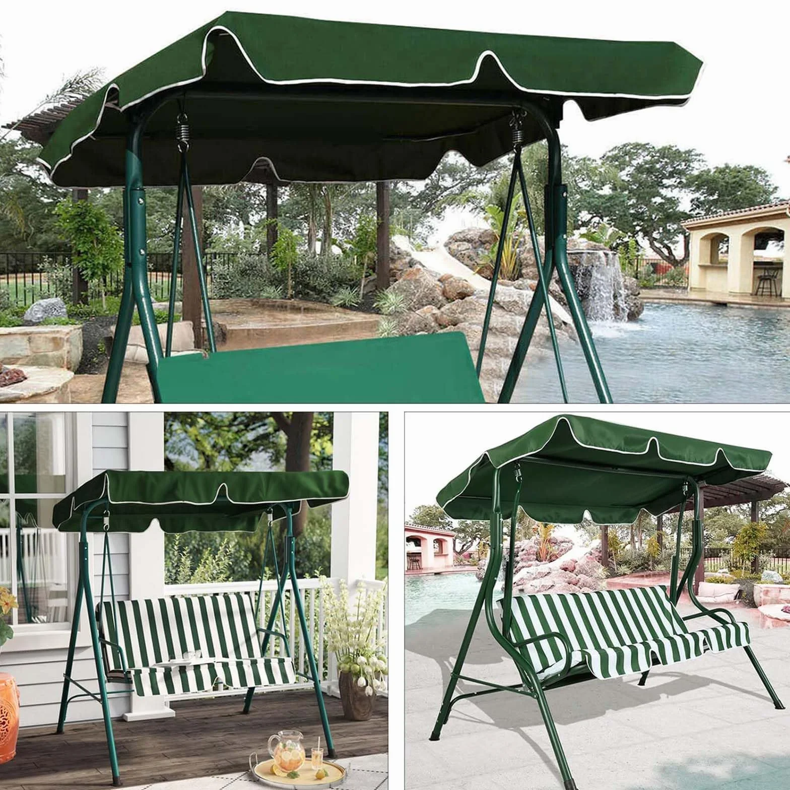 Générique Toit de Rechange pour Balancelle de Jardin Toit de Rechange pour Balancelle Extérieur Anti-UV Imperméable Toit de Remplacement pour Balançoire JardinTerrasse Balcon