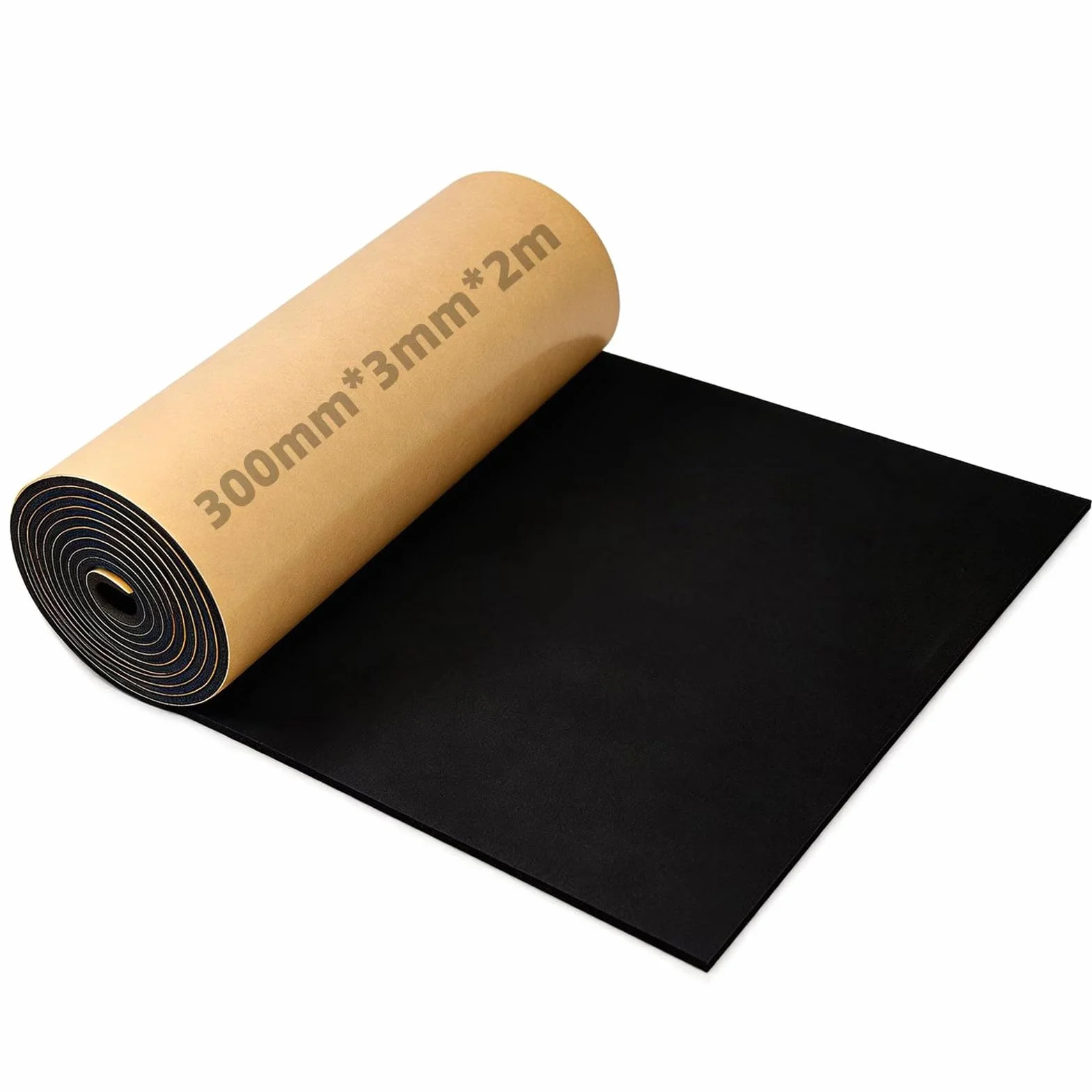 Plaque de Mousse Autocollante 2m x 300mm x 3mm Antidérapant Amortissant Mousse Acoustique Voiture