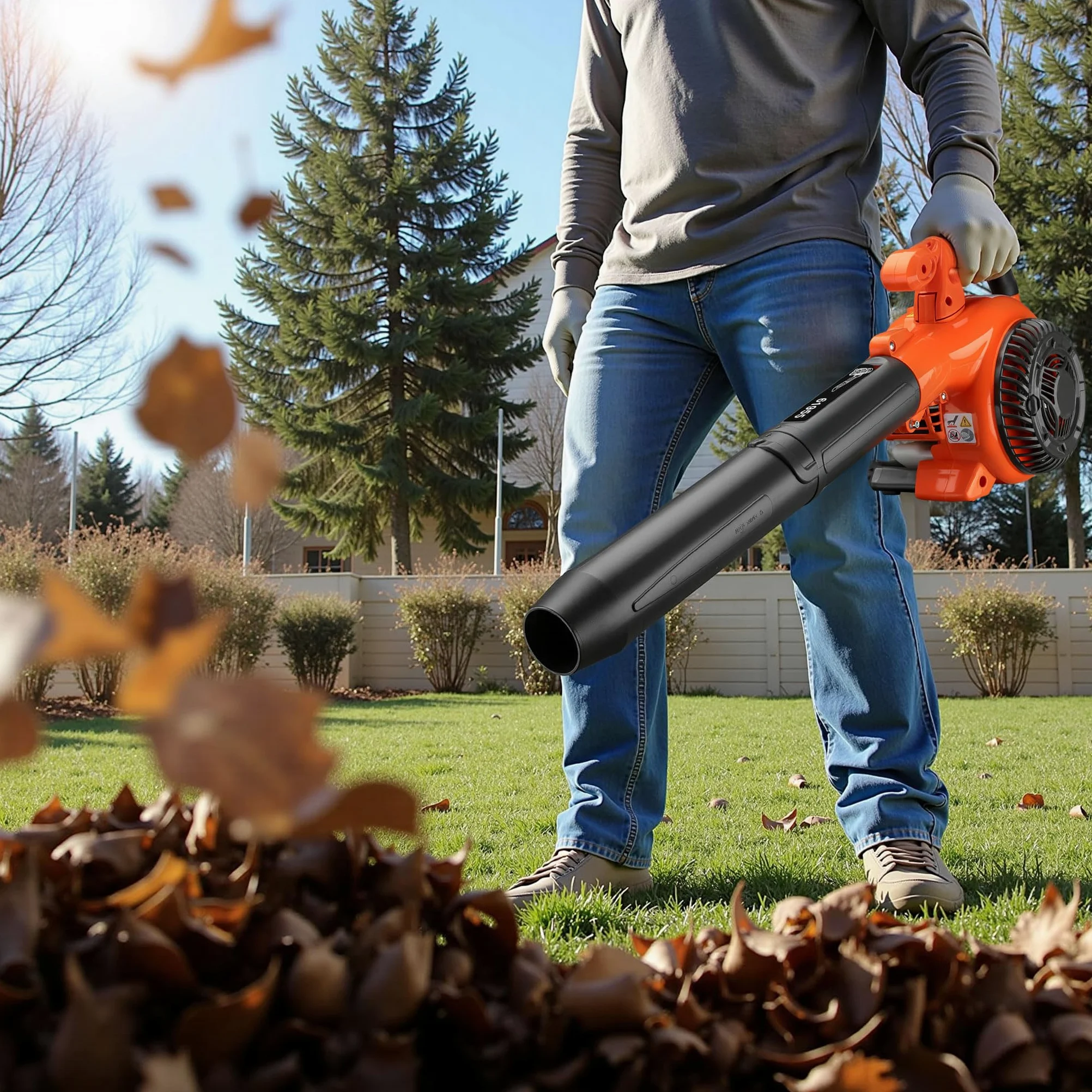 Wiltec Outil Multifonction 3 en 1 – 580 x 290 x 390 mm – Essence 0,5 l – 0,75 KW 1 CV – Sac collecteur 50 l – Aspirateur Souffleur de Feuilles mortes & Broyeur végétaux – Jardinage