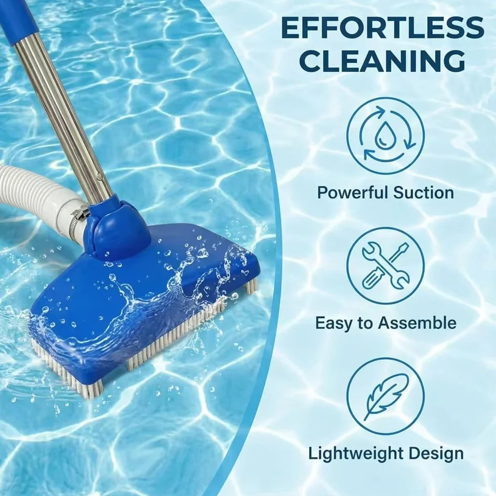 Aspirateur de piscine avec tige télescopique 2,3 m avec tuyau rétractable de 3,5 m - Aspirateur de piscine - Kit de nettoyage pour piscines, spas, jacuzzis