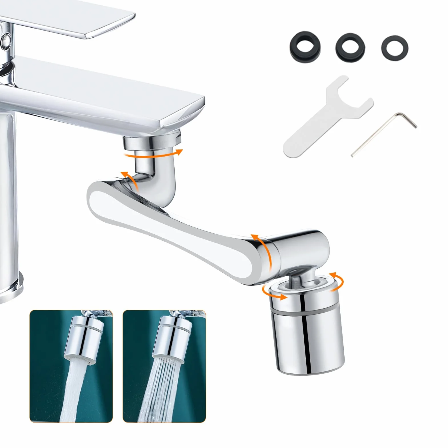 Ibergrif Embout Robinet Pivotant 1440° Mousseur Robinet 2 Jets Adaptateur 20/22/24 mm Cuisine Salle de Bain