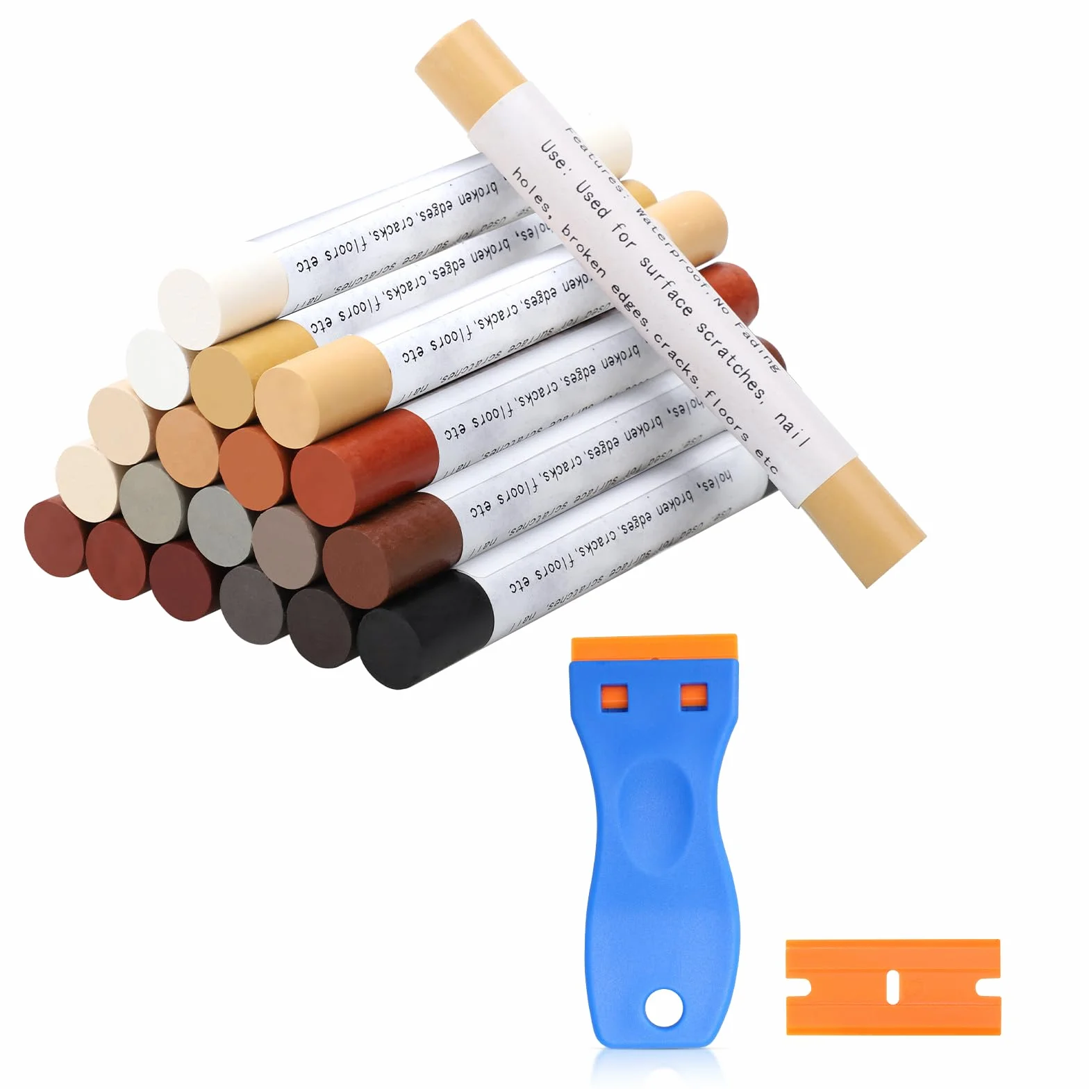 Kit de réparation de meubles 20 couleurs bâtons de cire douce pour taches rayures sols tables