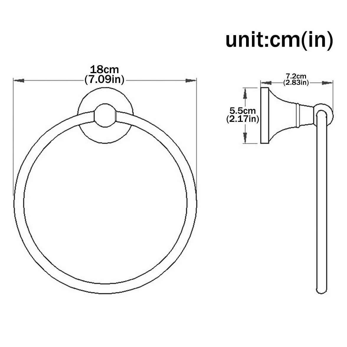 Flybath Anneau Porte-Serviette Rond en Laiton Bronze Brossé
