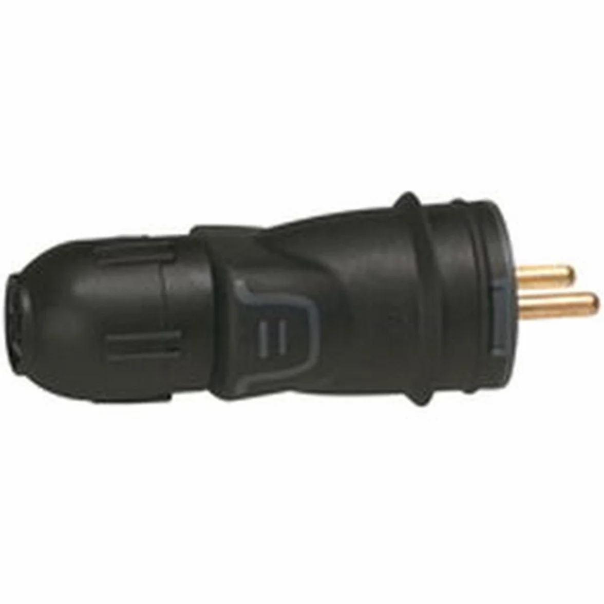 Fiche mâle caoutchouc 2P+T 16A IP44 IK08 connexion automatique