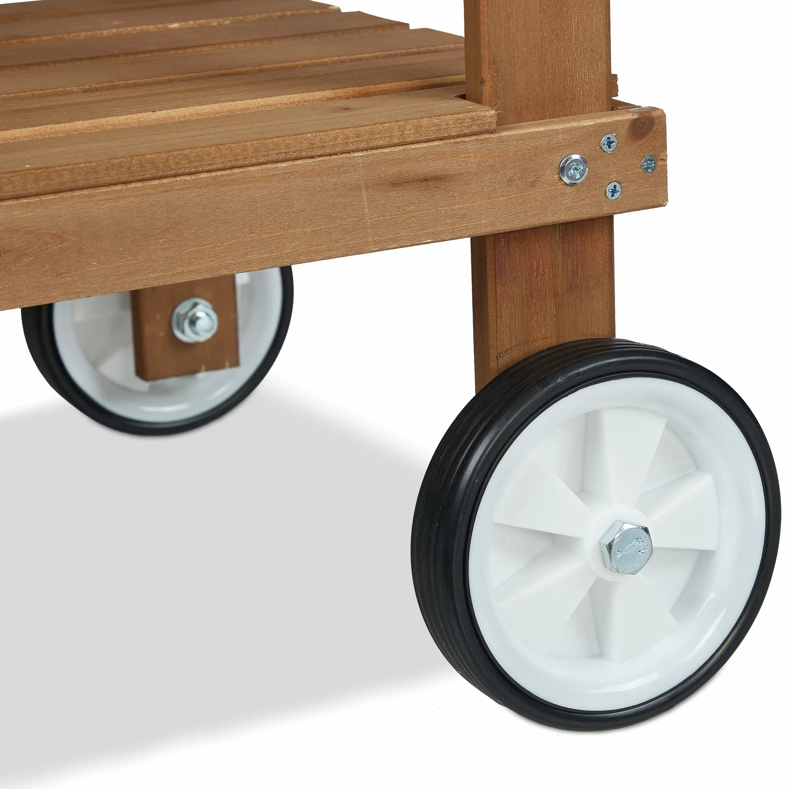 Relaxdays Table pour Plante avec Roulettes, Bac et Tiroir, Bois, Plastique, 120 x 97 x 49 cm, Brun