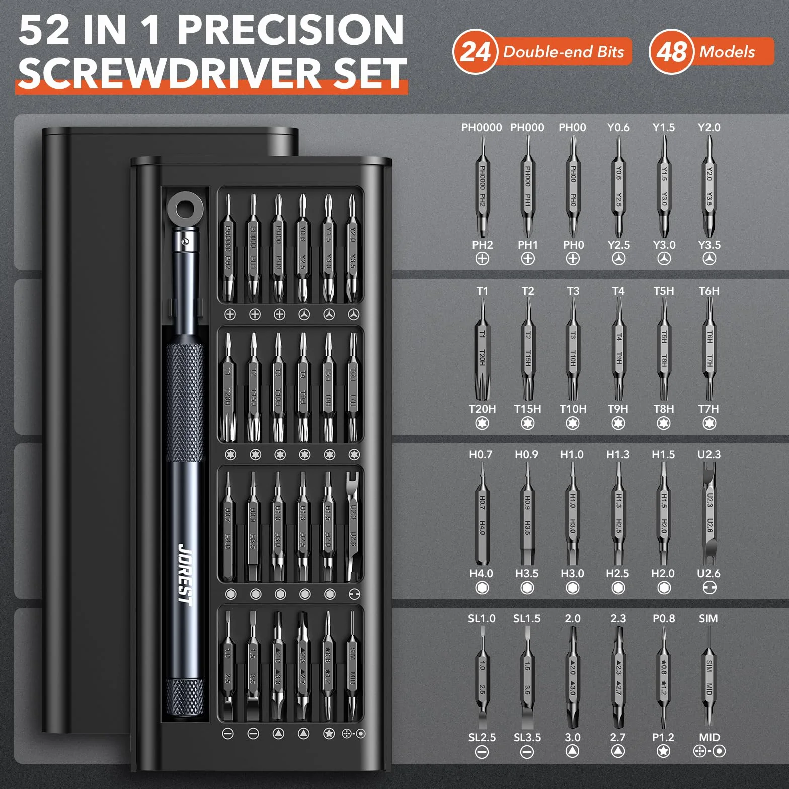 JOREST 52 EN 1 Kit de Tournevis de Précision pour Macbook iPhone Switch PC PS5/4 Laptop