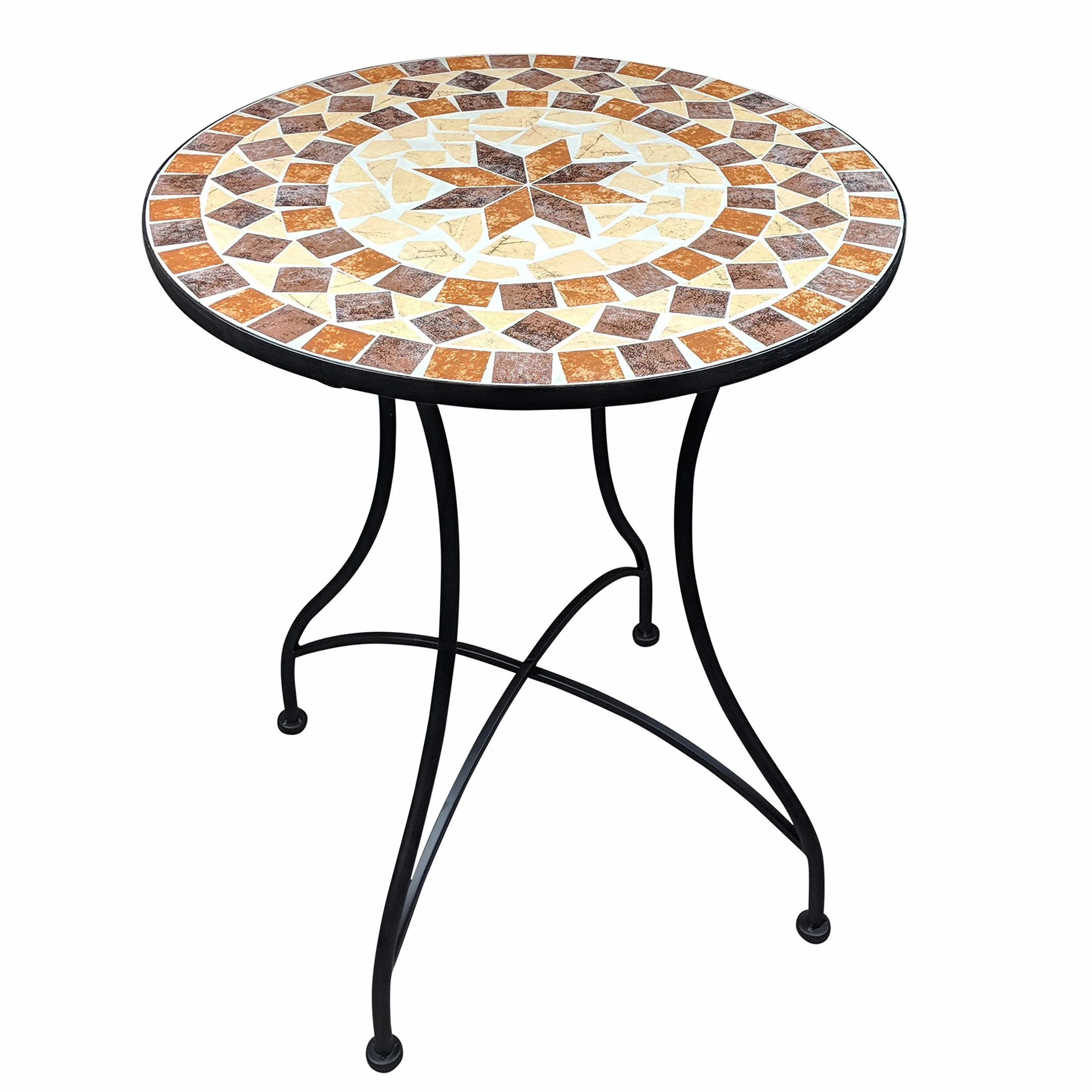 Table de Jardin Ronde en mosaïque 60 cm — Table d'appoint méditerranéenne pour Balcon