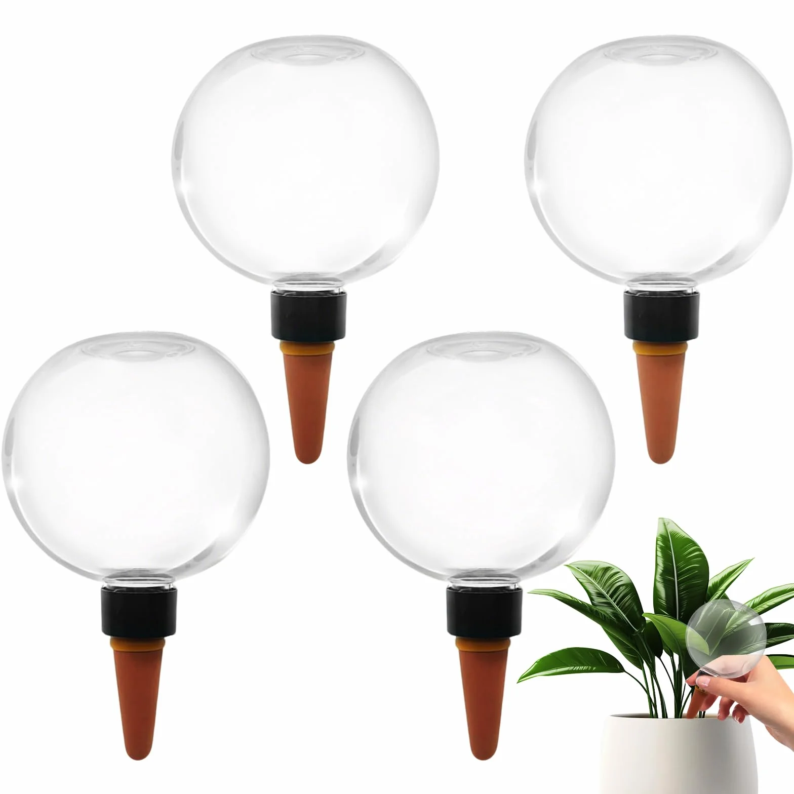 Lot de 4 Boule Arrosage Plante, 500 ml Ampoules d'arrosage automatiques, Boules D'Irrigation pour Plant, Globe d Arrosage Plant Automatique Transparent pour Plantes, Arrosage des Chambres, Balcons