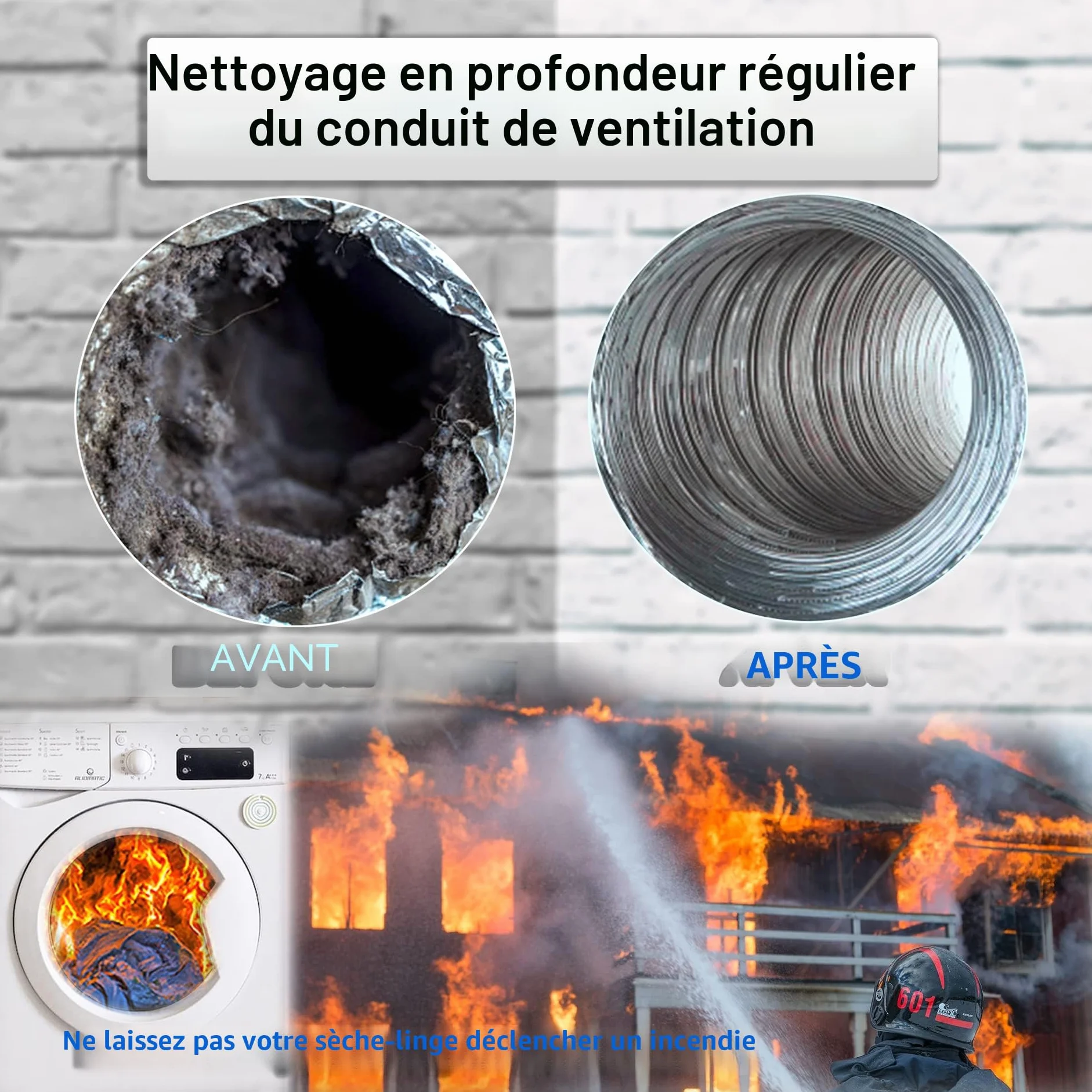 Kit Brosse de Cheminée pour Ramonage 6 Tiges Flexibles 61cm Tête 100mm Poêle à Granulés