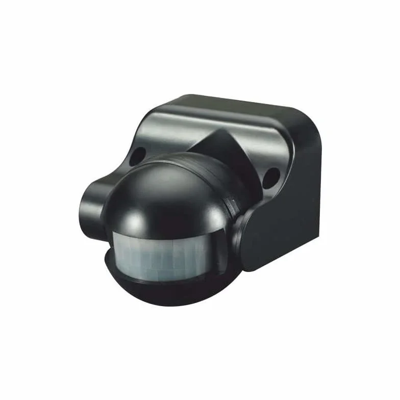 Détecteur de présence Orientable IP44 Noir 12m 180° 10-2000 Lux