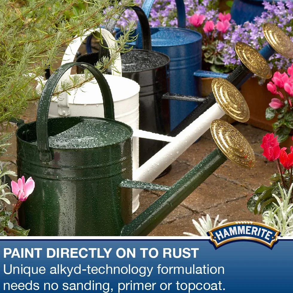 Hammerite Peinture directe à la Rouille extérieur Finition martelée Dorée Résistante Corrosion Protection 8 Ans 250 ML