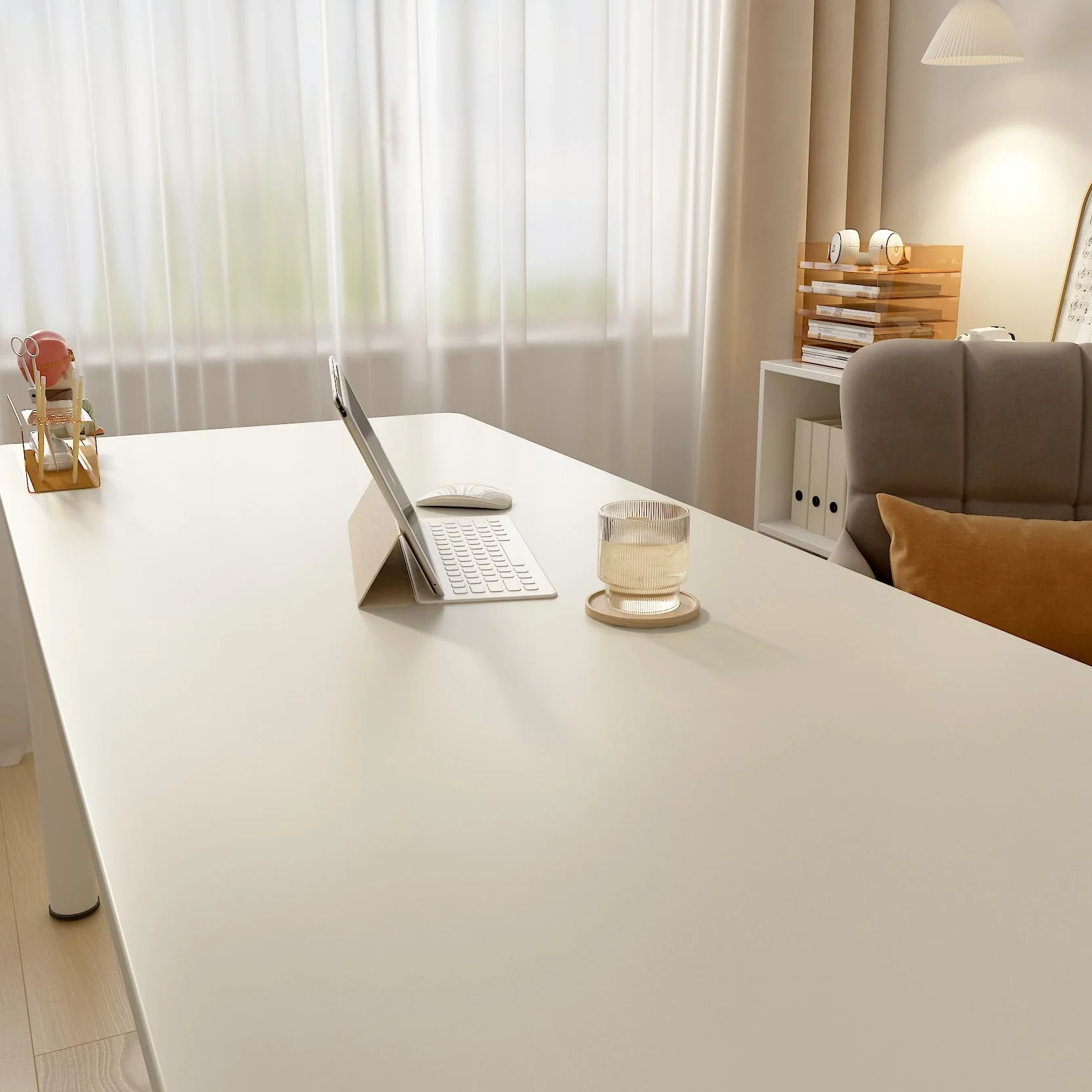 Livelynine Papier Adhésif pour Meuble Beige Mat Vinyle 40cm x 2m Imperméable Rouleau Décoratif